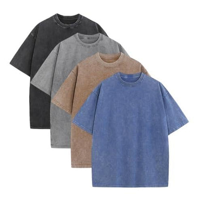 ⚡Hot Sales🔥4 Pack Oversized Tshirts for Men Gym Vintage Heavyweight T Shirts Cotton Workout Acid Wash Baggy Tees
