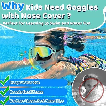 Buy 1 Get 1 Free🏊‍♀️-HD children's large frame waterproof and anti-fog swimming goggles