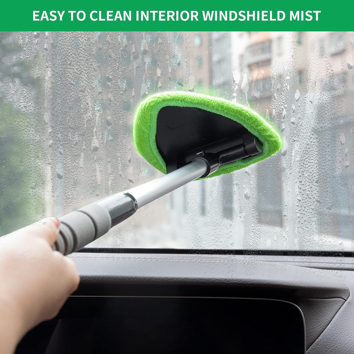 🔥Microfiber Car Windshield Cleaning Tool with Extendable Handle