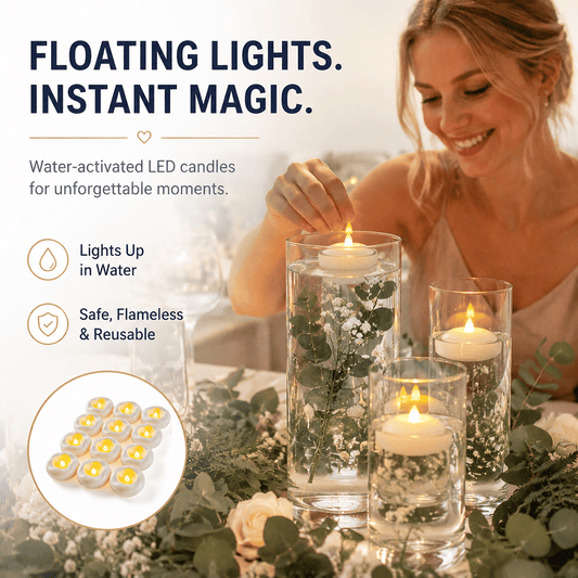 🕯️Water-Activated Flameless Floating LED Candles – Romantic Waterproof Glow for Any Occasion