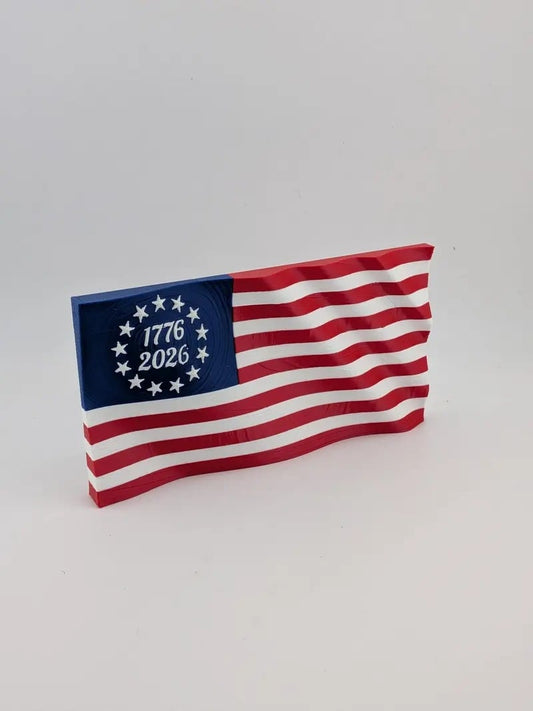 5.5" USA 250th Anniversary Articulated Waving Flag with Internal Magnets