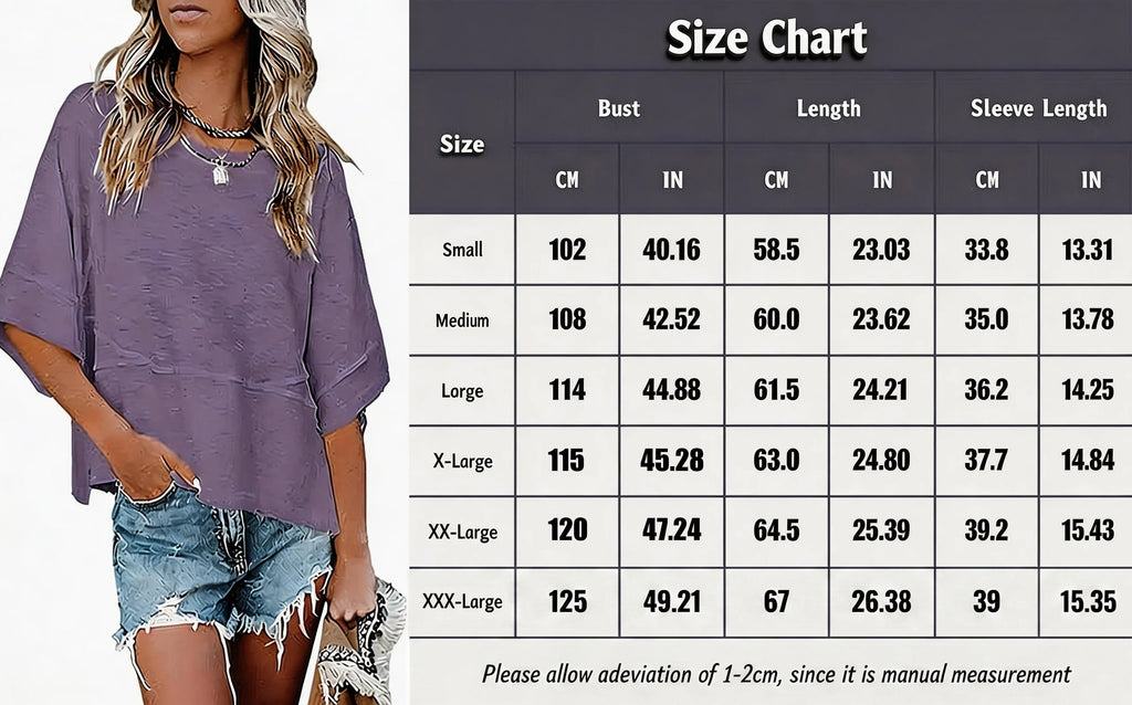 Women's Summer Casual Crewneck Batwing Half Sleeve T-Shirts Solid Color Loose Fit Cute Basic Flowy Tops Tees Blouses