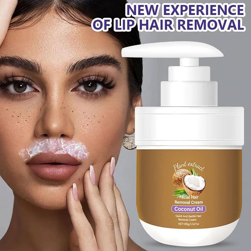 Coconut Oil Facial & Body Hair Removal Cream – Gentle & Moisturizing