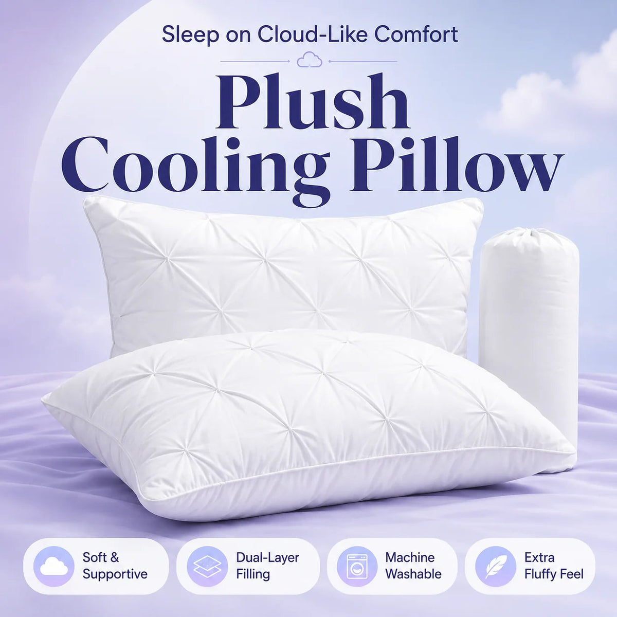 Mellow Sleep Ploof Pillow | Extra-Fluffy, Never-Flat Cloud Pillow – Neck Support for Side, Back & Stomach Sleepers🌙✨