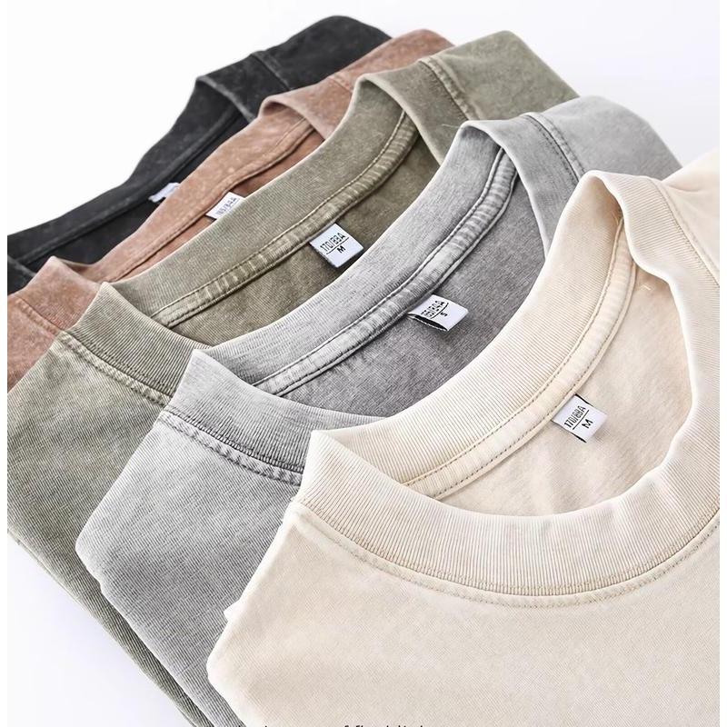 ⚡Hot Sales🔥4 Pack Oversized Tshirts for Men Gym Vintage Heavyweight T Shirts Cotton Workout Acid Wash Baggy Tees