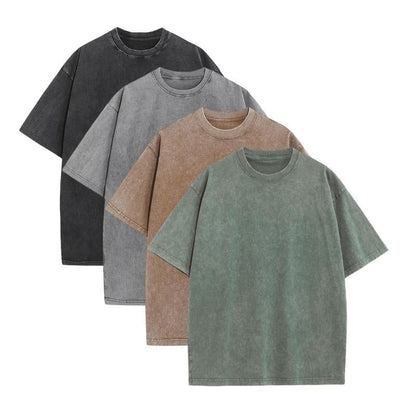 ⚡Hot Sales🔥4 Pack Oversized Tshirts for Men Gym Vintage Heavyweight T Shirts Cotton Workout Acid Wash Baggy Tees