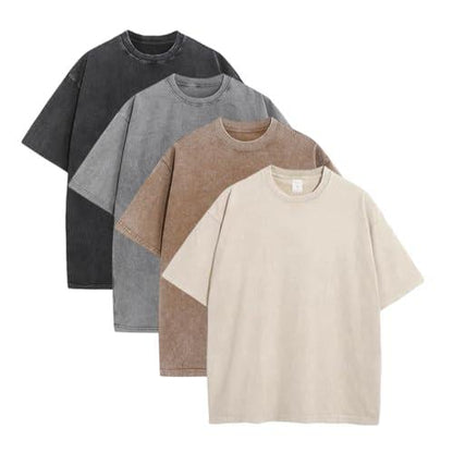 ⚡Hot Sales🔥4 Pack Oversized Tshirts for Men Gym Vintage Heavyweight T Shirts Cotton Workout Acid Wash Baggy Tees