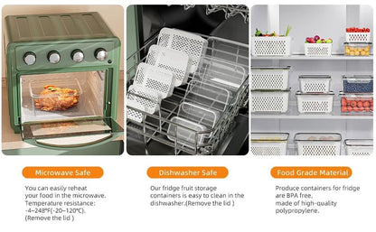 🔥Household transparent plastic food storage box-Including drain basket💧