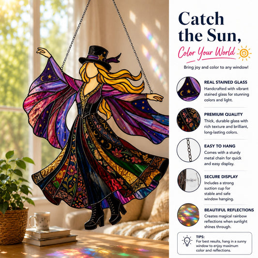 💥💃 Stevie Nicks 🤘 Handmade Stained Glass Spinning Suncatcher