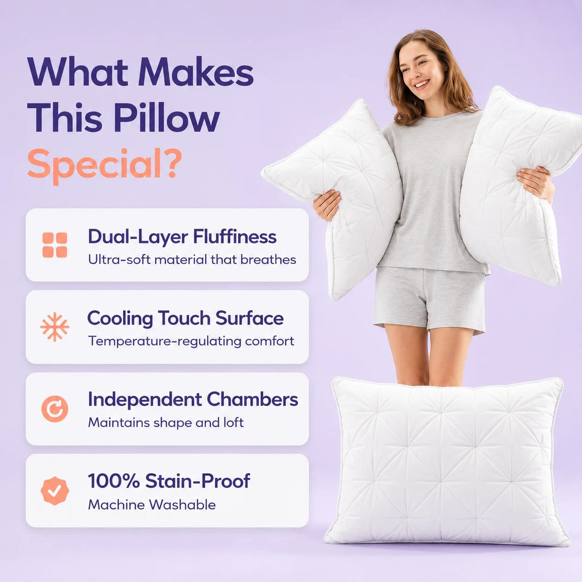 Mellow Sleep Ploof Pillow | Extra-Fluffy, Never-Flat Cloud Pillow – Neck Support for Side, Back & Stomach Sleepers🌙✨