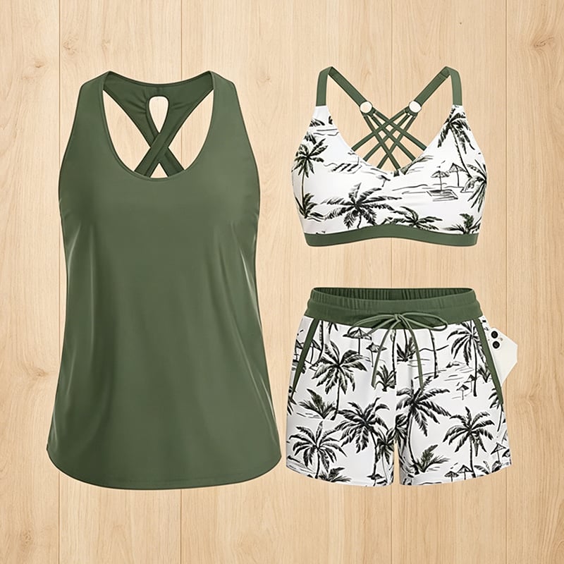 🔥Aqua Eve Three Piece Tankini with Shorts🩱